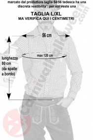 Misure camicia uomo tirolese o cowboy