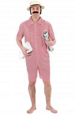Costume da bagno anni 20 uomo forzuto a righe rosse