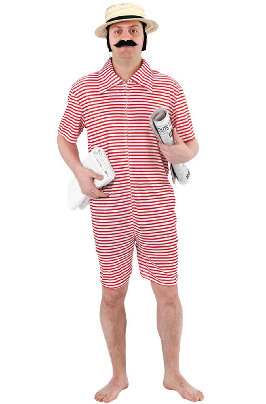 Costume da bagno anni 20 uomo forzuto a righe rosse