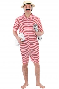 Costume da bagno anni 20 uomo forzuto a righe rosse