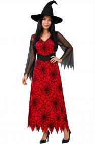 Vestito di Halloween da donna strega classico lungo rosso