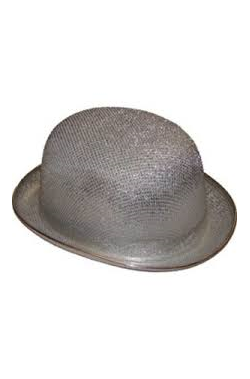 Cappello a bombetta argento per cabaret e spettacoli