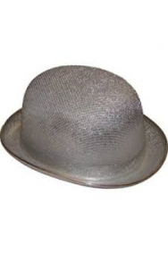 Cappello a bombetta argento per cabaret e spettacoli