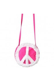 Borsetta rosa rotonda anni 70 con logo peace and love