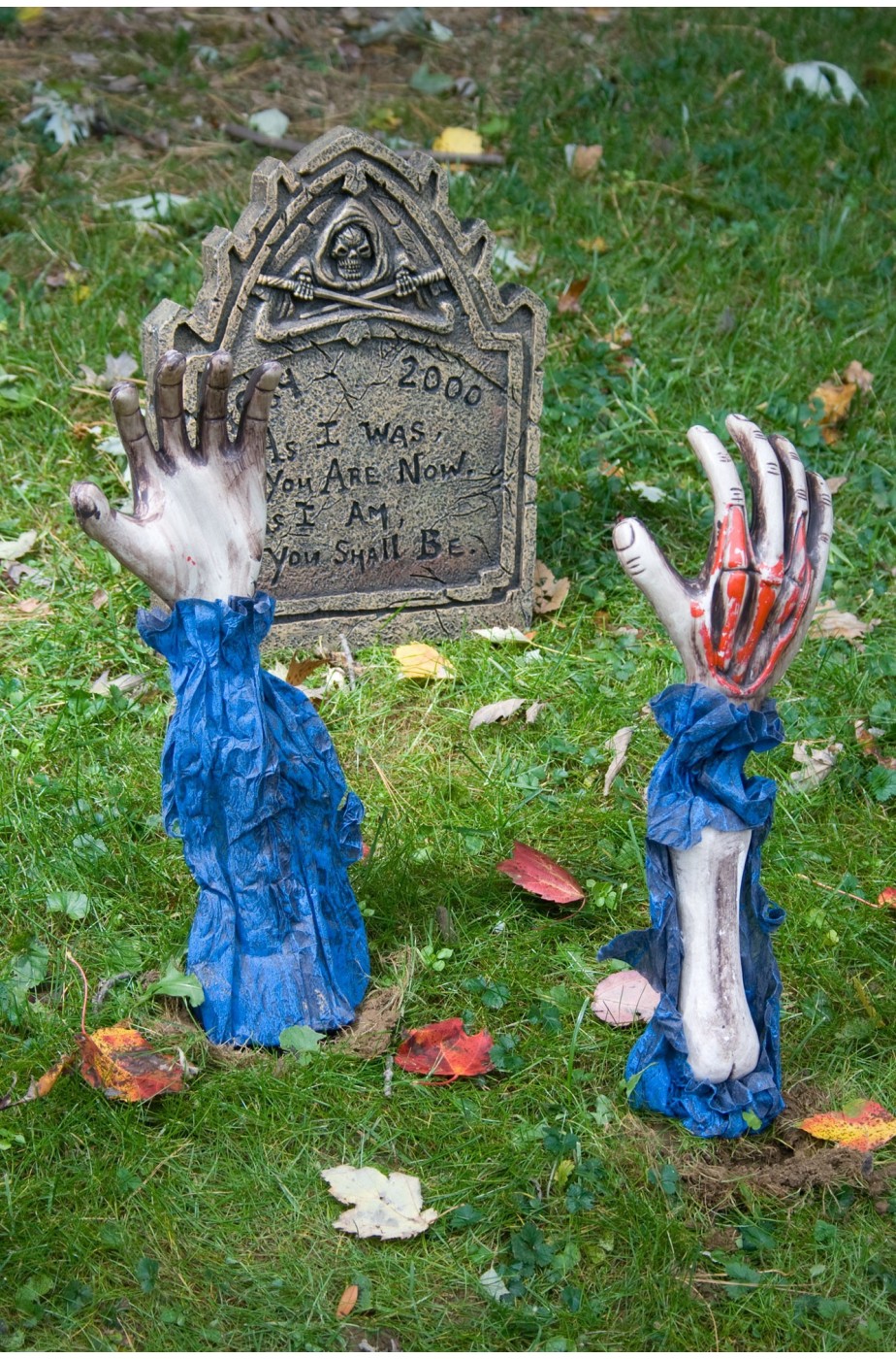 Decorazione Halloween da giardino:mani scheletro che escono dal terra Zombie