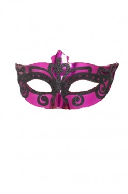 Maschera stile veneziano rosa con decorazione glitter