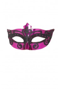 Maschera stile veneziano rosa con decorazione glitter