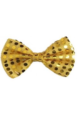 Cravattino Farfallino Papillon in paillette oro con elastico