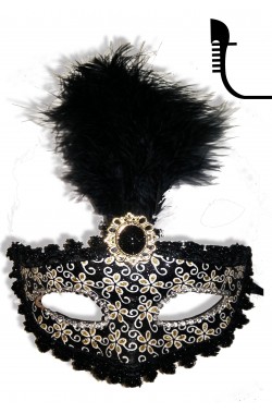 Maschera carnevale stile veneziano nera anni 20