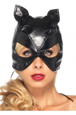 Maschera Catwoman Bondage in stoffa rivestita di vinile