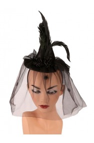  Cappello  Strega con cerchietto  Nero con veletta