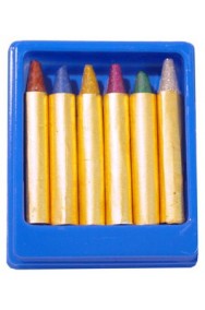 Scatola trucchi 6 matite glitter rosso verde blu giallo rosa argento