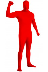 Costume tuta rossa fluorescente 2nd skin. Tuta aderente.Si beve attraverso.