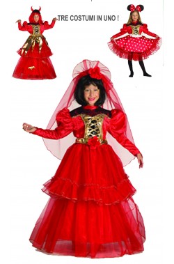 Costume carnevale Bambina Minnie 3 Costumi In Uno Minnie/Spagnola/Diavola