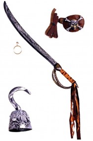 Kit Sciabola pirata 46 cm uncino benda e orecchino 