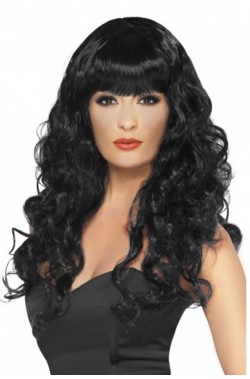 Parrucca donna lunga nera liscia