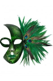 Maschera carnevale veneziano verde pavone