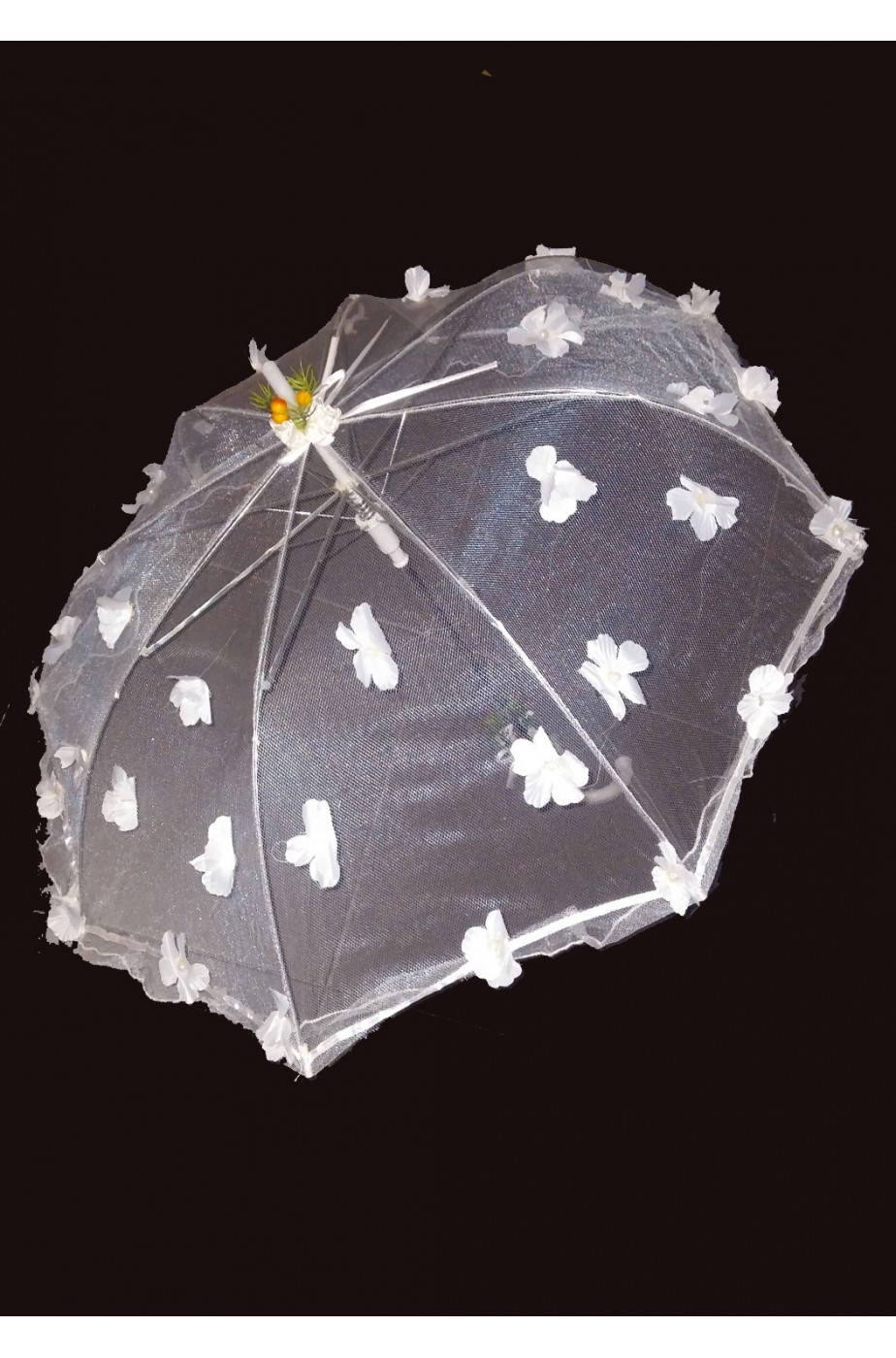 Ombrello parasole in pizzo bianco