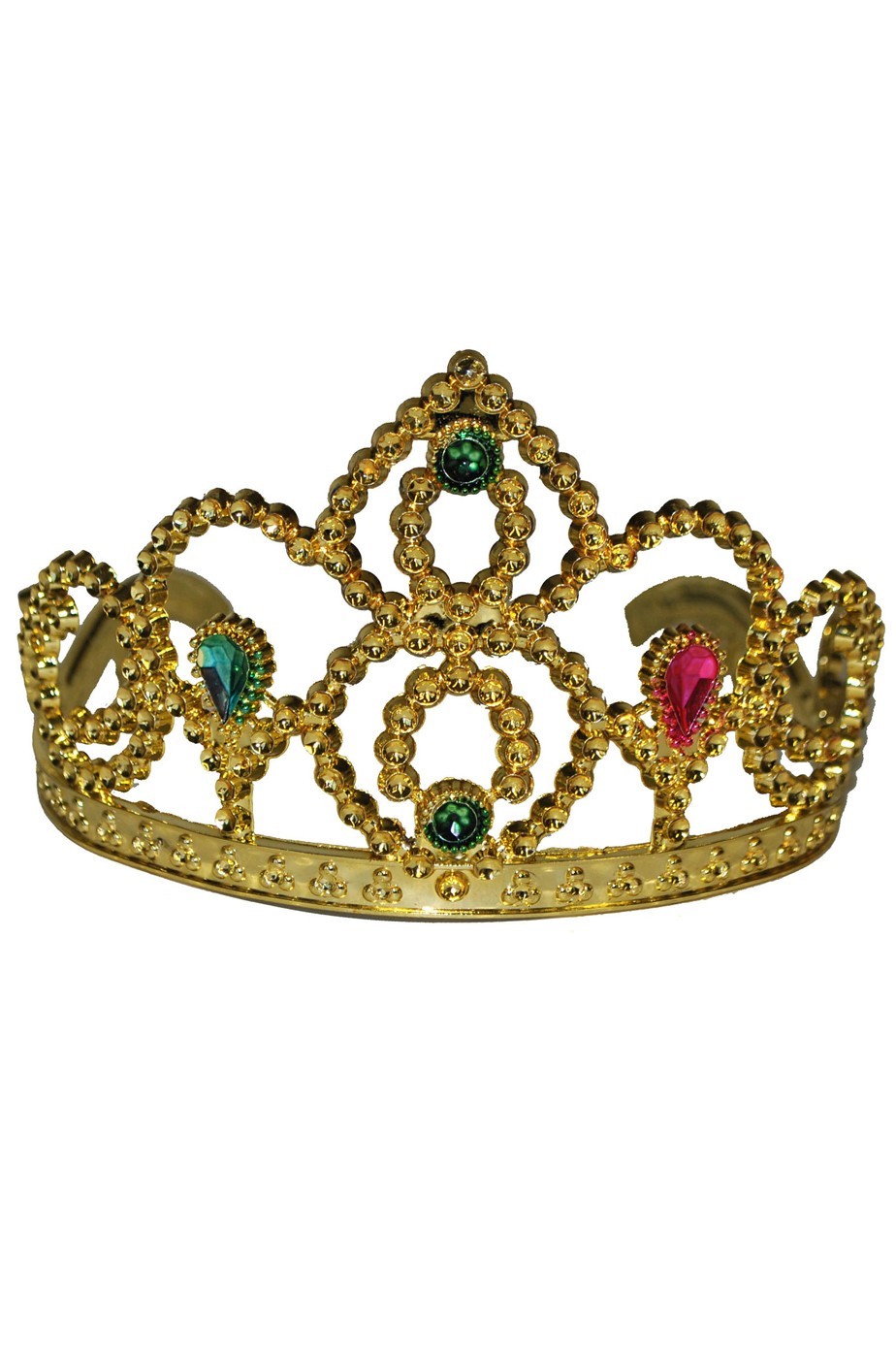 Corona in plastica a tiara con pettinini dorata o argentata con diadema