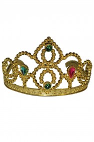 Corona in plastica a tiara con pettinini dorata o argentata con diadema