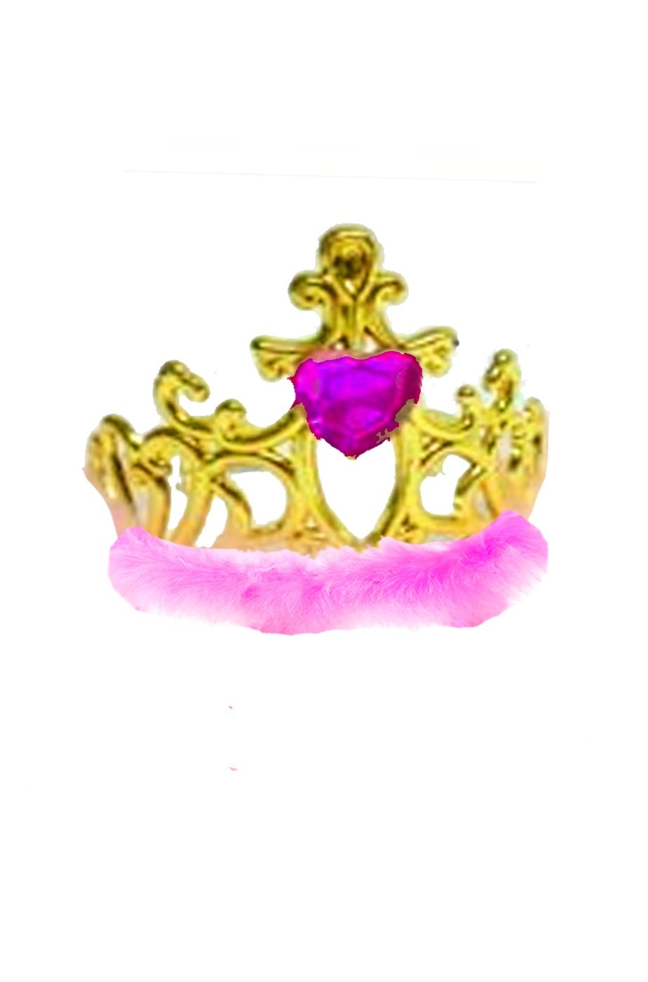 Coroncina principessa a tiara oro con marabou viola e cuore