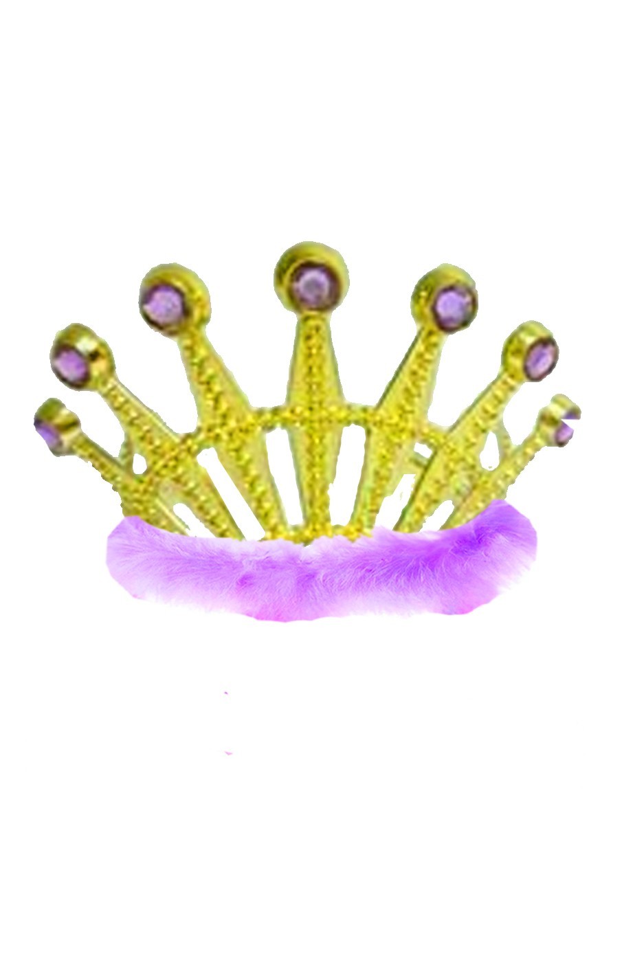 Coroncina principessa a tiara oro con marabou viola e cuore