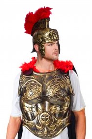 Set pettorale armatura antico romano, mantello ed elmo