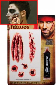 FX tatuaggi con ferite horror sei pezzi con sangue finto
