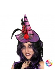  Cappello strega con cerchietto piume 