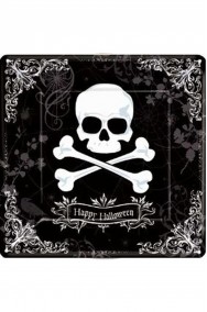 Piatti Party piani carta Halloween Pirati con teschio (18 piatti, 23cm)
