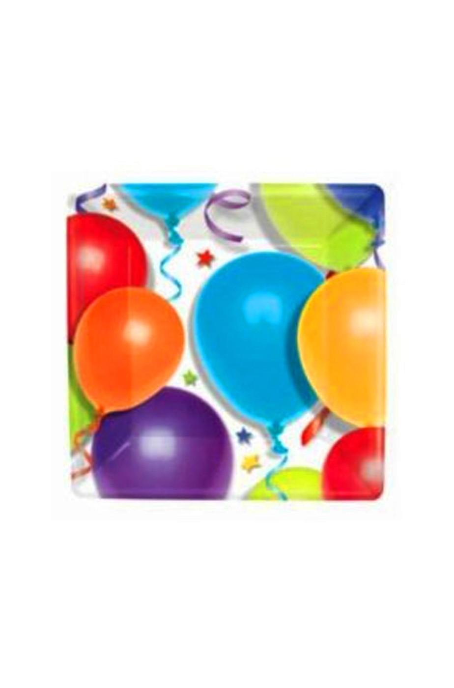 Piatti Party carta quadrati con palloncini stampati (8 piatti, 17,8cm)