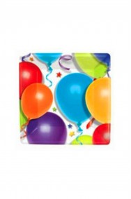Piatti Party carta quadrati con palloncini stampati (8 piatti, 17,8cm)