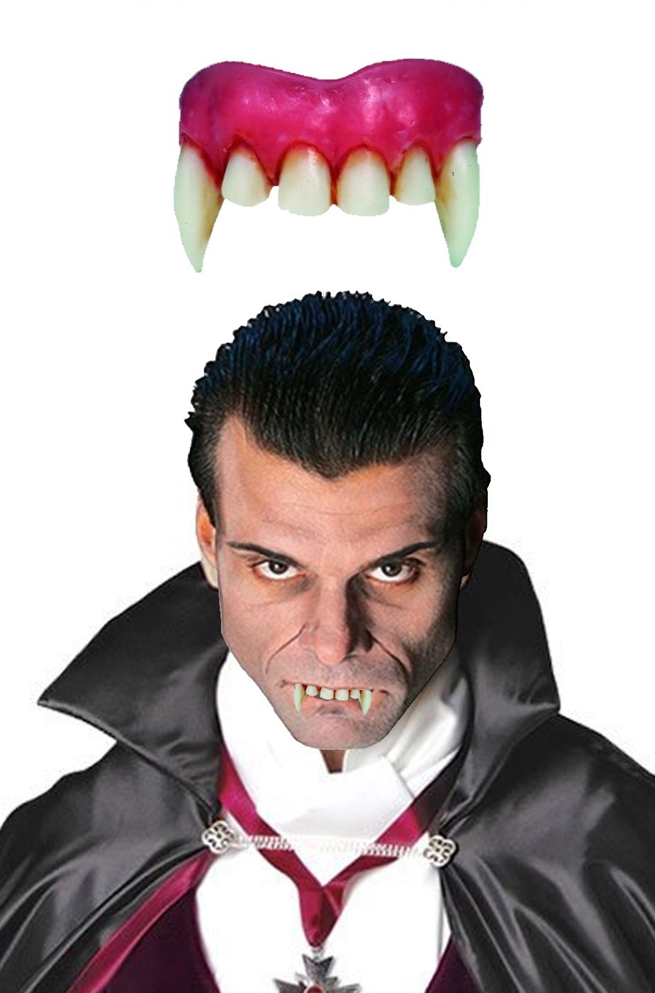 Dentiera rigida vampiro solo sopra + di 14 anni con bicomponente 