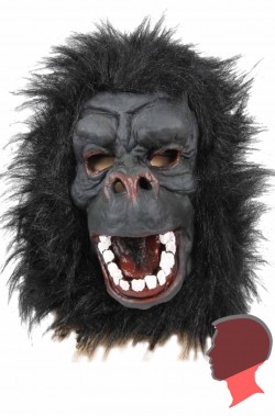 Maschera gorilla in lattice con pelo bocca spalancata