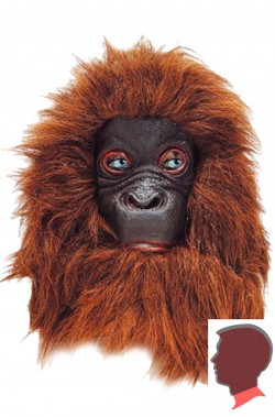Maschera scimmia orango in lattice con pelliccia marrone