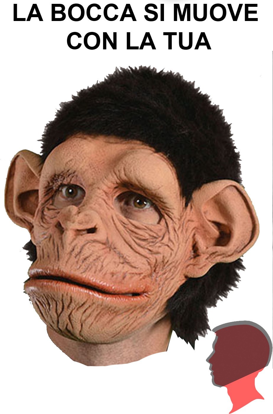 Maschera scimpanzè qualità professionale a tutta testa