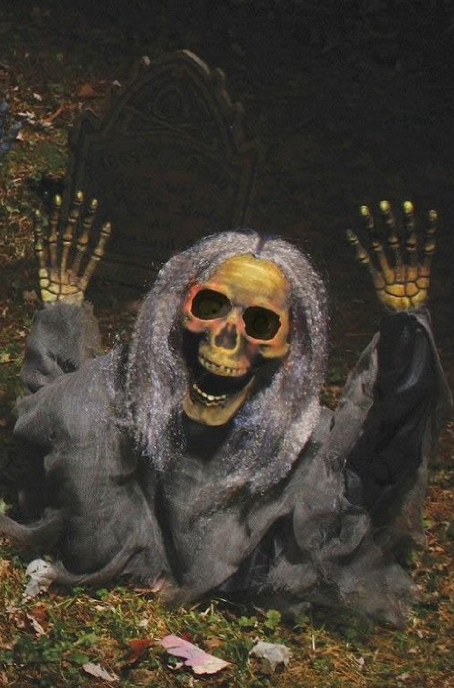 Decorazione Halloween da giardino:scheletri che escono dal terreno 53cm!VERDE