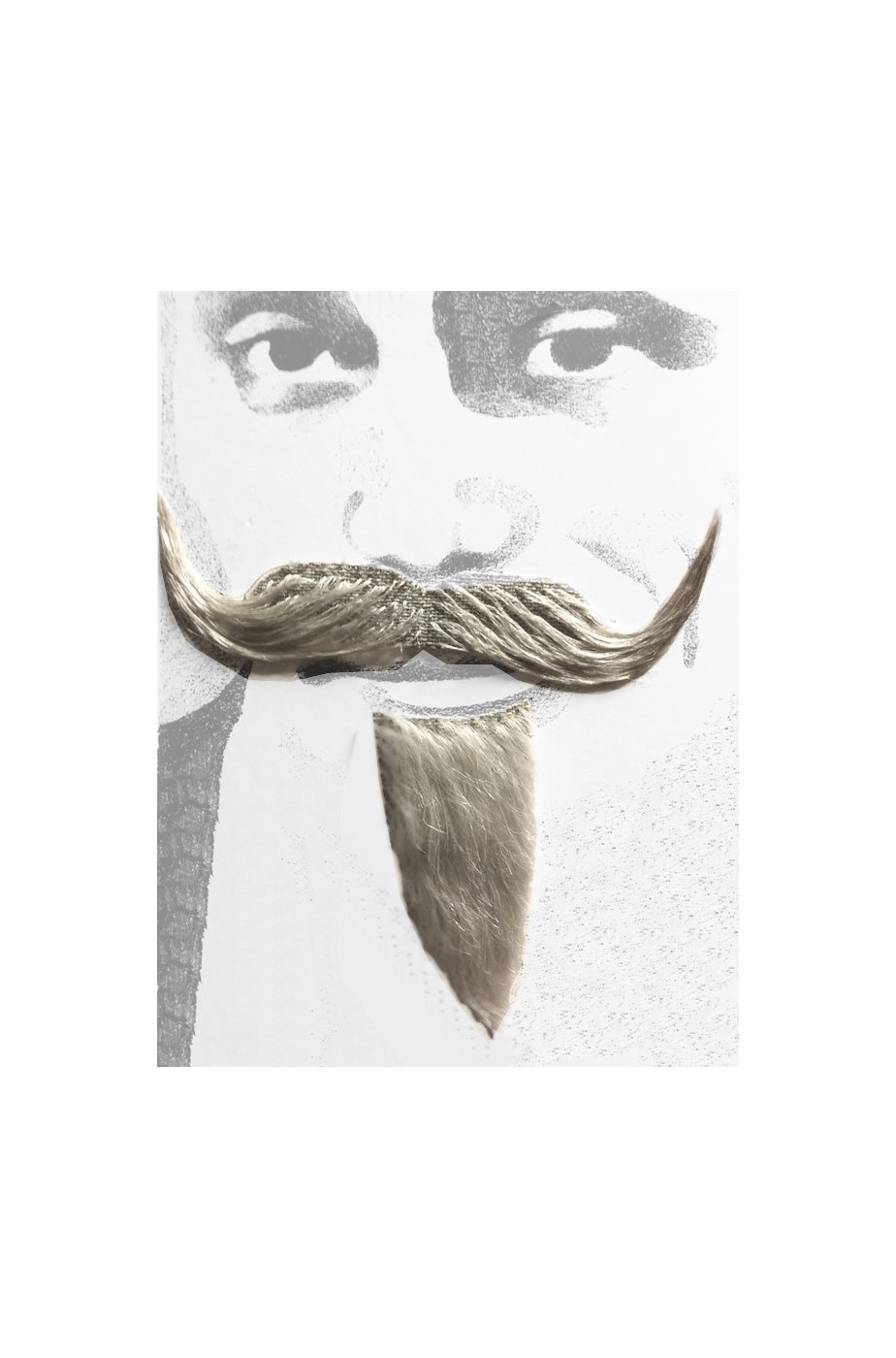 Barba e baffi finti moschettiere. Pizzetto e baffo a manubrio grigio Boheme Barba e baffi finti moschettiere. Pizzetto e baffo a manubrio grigio Boheme