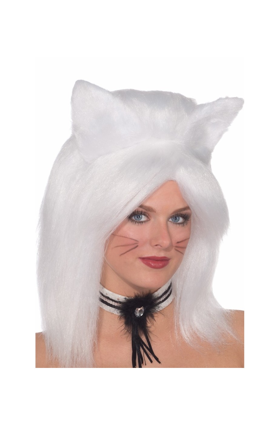 Parrucca unisex bianca lunga felino