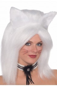 Parrucca unisex bianca lunga felino
