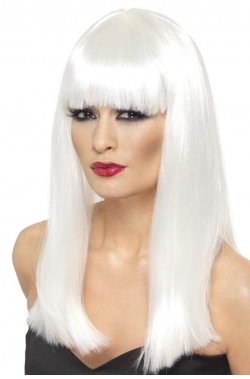 Parrucca donna lunga bianca liscia