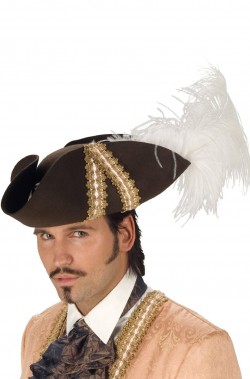 Cappello pirata 700 moschettiere extra lusso con piume
