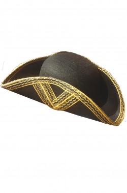 Cappello pirata nero e oro tricorno 700