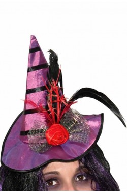  Cappello strega con cerchietto piume 