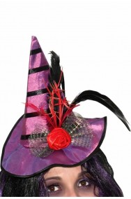  Cappello strega con cerchietto piume 