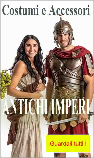 la foto mostra un vestito da soldato antico romano e da antica dama romana