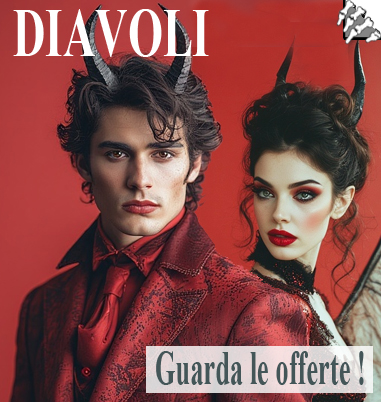 La foto mostra una coppia di costumi da diavolo e diavoletta eleganti