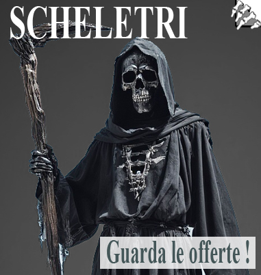 La foto mostra un costume da scheletro spaventoso
