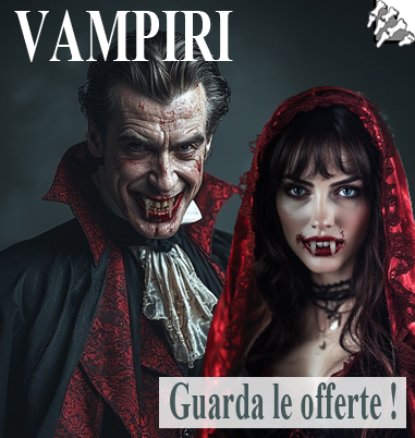 La foto mostra due costumi da vampiri vittoriani