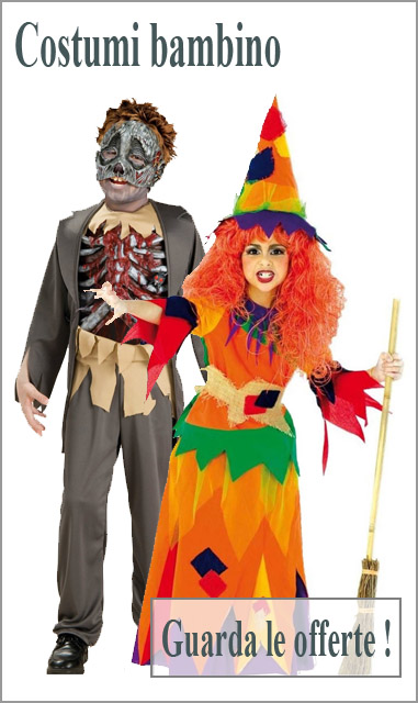 La foto mostra una coppia di costumi di Halloween da bambini in vendita online